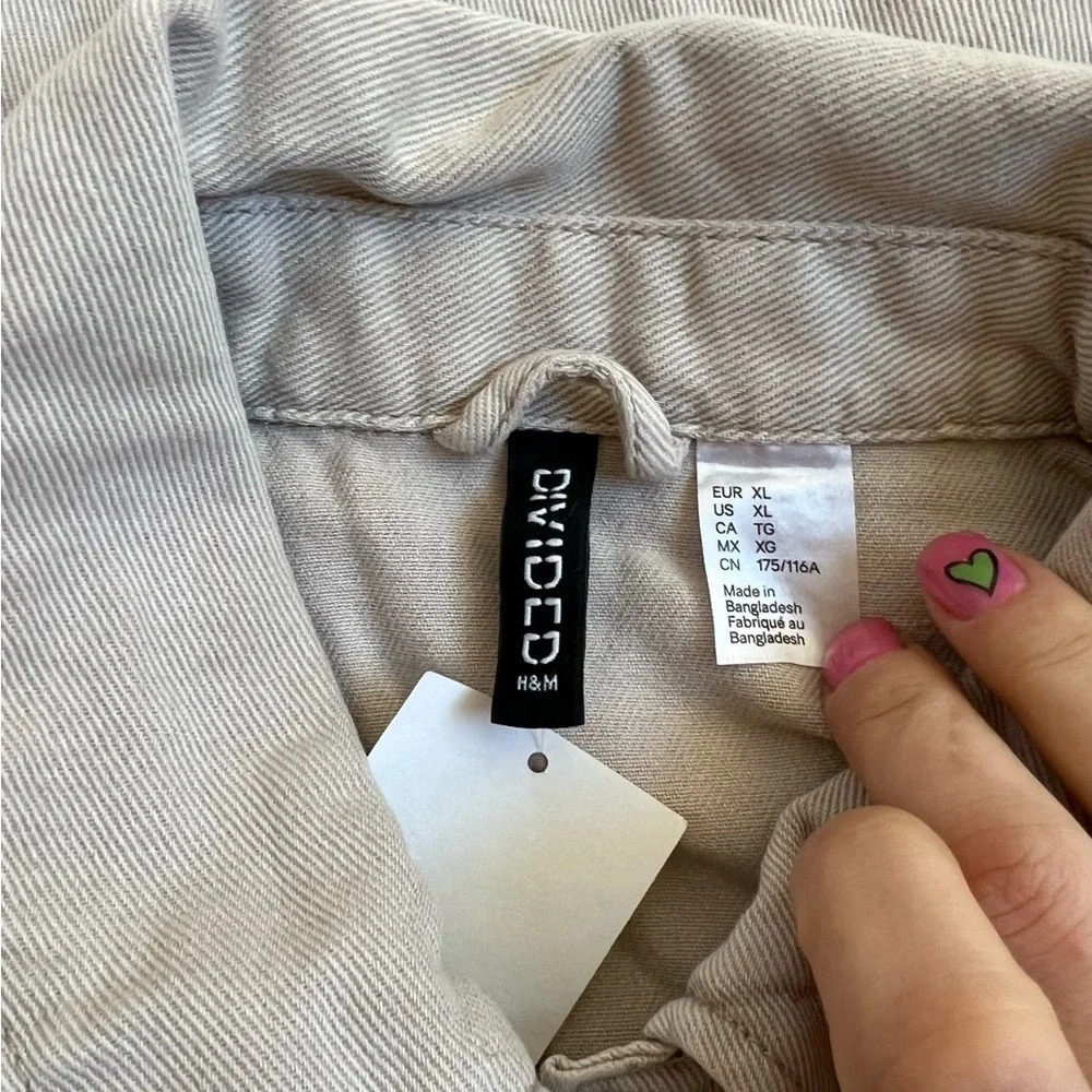 NWT H&M 100% Cotton Women’s Light Beige Oversized Denim Shacket Jacket Size XL - Picture 10 of 10